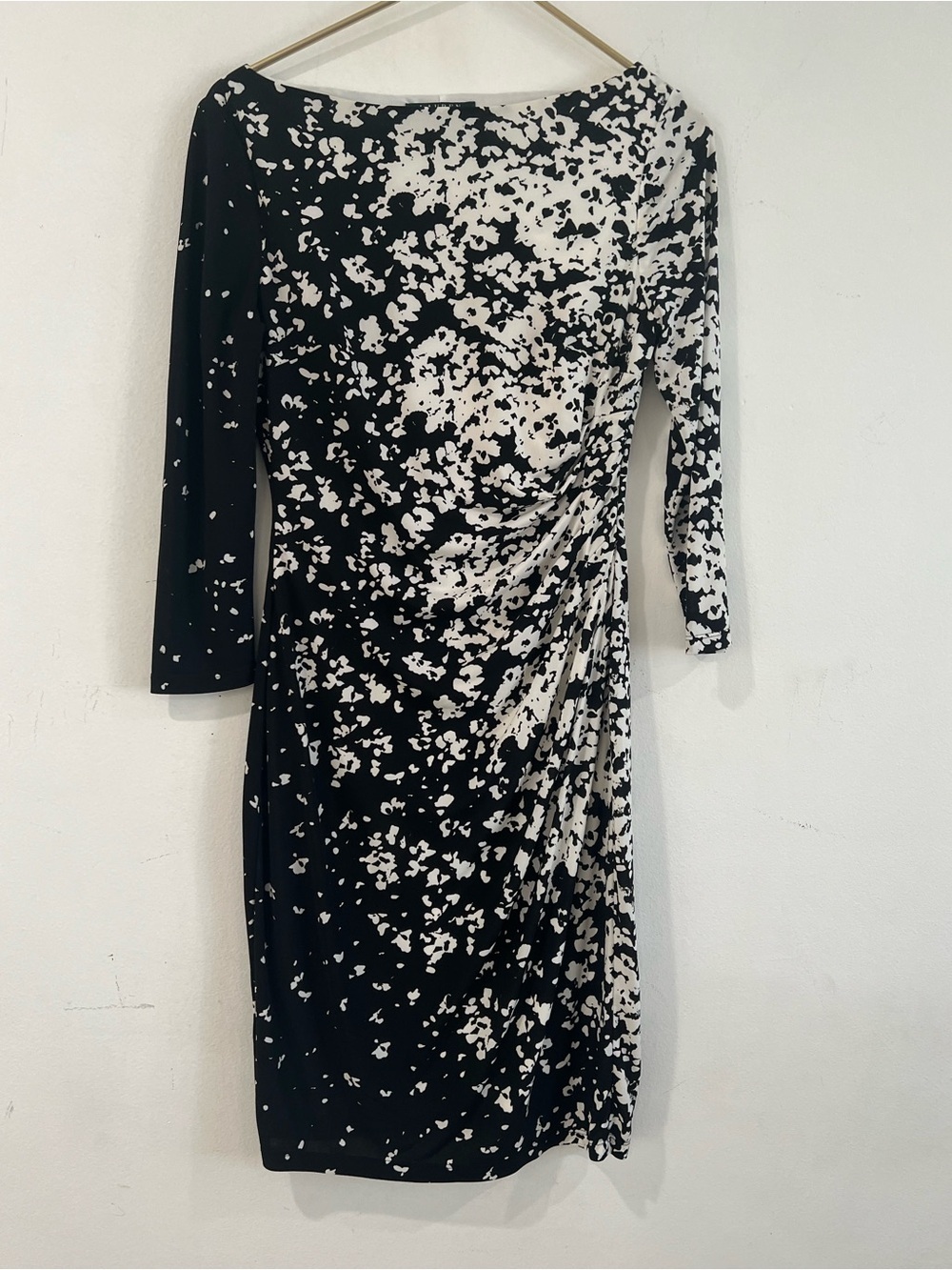 RALPH LAUREN Black & White Ruched Sheath Dress - Women's  Sz 4